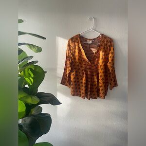 Anthropologie Vanessa Virginia Orange Blouse Women’s Size 4